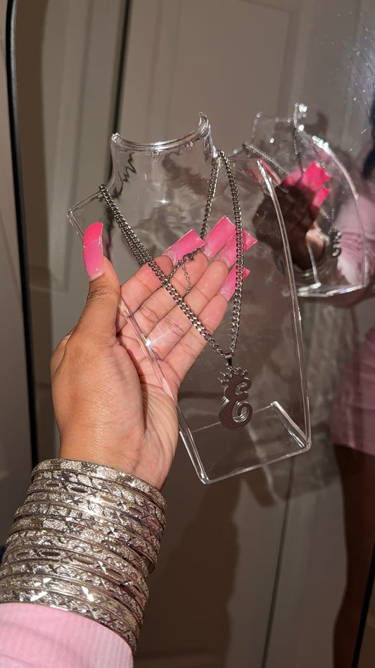 Crown initial necklace